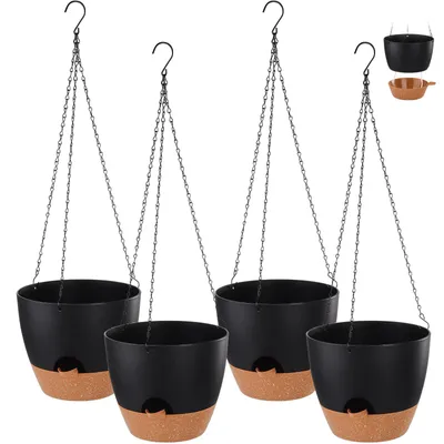Produktbild von Selbstbewässernder Hängeampeltopf 25 cm Kunststoff Wasserstandsanzeige Innen und Außenbereich