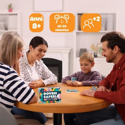 Imagen del producto de Juego de cartas tipo quiz para adultos y niños, con 54 cartas y 216 preguntas, ideal como juego de mesa para familias