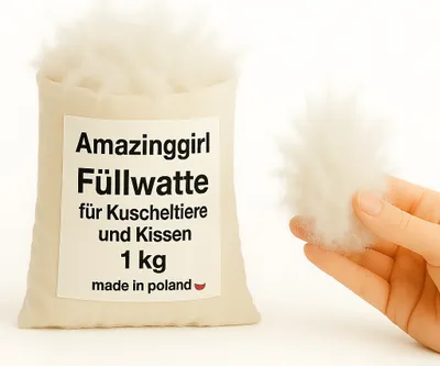 Produktbild von Füllwatte für Kuscheltiere und Kissen 1kg – Watte zum Basteln Kissenfüllung Füllmaterial Füllung Sitzsack Wolkendecke oder Bastelwatte   hypoallergen
