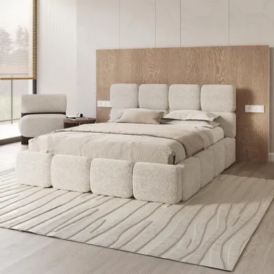 Produktbild von FDM Bett CLOUDY Cleo 160x200 cm Polsterbett mit Lattenrost aus Metall Bettkasten Stauraumbett weiß