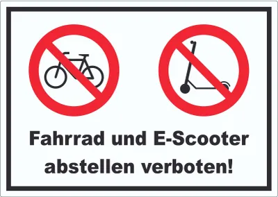 Produktbild von Aufkleber Fahrrad und E-Scooter abstellen verboten A8 (52x74mm)