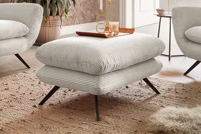 Produktbild von KAWOLA Hocker CHARME Hockerbank groß Cord cremeweiß