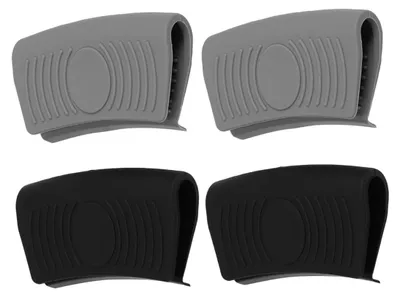 Silikon-Topfhandschuhe, 4 Stück, hitzebeständig, schwarz/grau