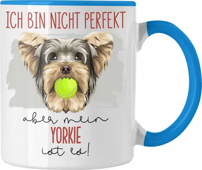 Produktbild von Trendation - Yorkie Besitzer Tasse Geschenk Lustiger Spruch Geschenkidee Besitzerin Ich Bin Nicht Perfekt Aber Mein Yorkie Ist Es (Blau)