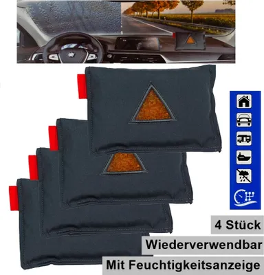 Produktbild von 4x Auto Luftentfeuchter Kissen Entfeuchter Luft Raumentfeuchter wiederverwendbar Granulat Beutel