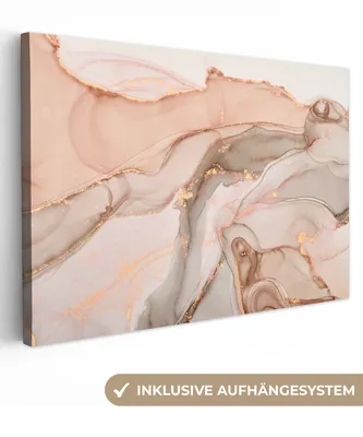 Produktbild von MuchoWow® - Leinwandbilder - Marmor - Rosa - Rosa, Wandbild, Wanddeko Bilder Wohnzimmer, 60x40 cm