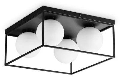 Produktbild von Zeitgenössische Deckenleuchte Lingotto Metall Schwarz 4 Lichter E14 28W Ip20