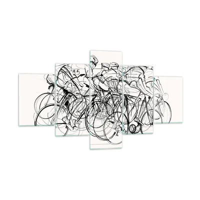 Produktbild von Bilder auf glas - Fahrrad Rennen Rad - 125x70cm - Glasbilder - Wandbilder - Kunstdruck - zum Aufhängen bereit - Wanddekoration aus Glas - Glas Bilder - Wandbild auf Glas - 5 Teile - GEA125x70-4122