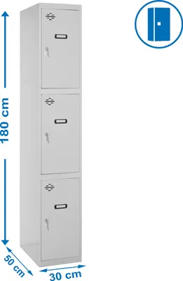Produktbild von SIMONLOCKER Metallschrank PROF.MON.3 TÜR 1/3 300 CINZA