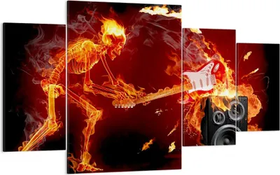 Produktbild von Bild auf Leinwand - Leinwandbild - Feuer Instrument Skelett - 160x90cm - Wand Bild - Wanddeko - Leinwanddruck - Bilder - Kunstdruck - Wanddekoration - Leinwand bilder - Wandkunst - DL160x90-0210