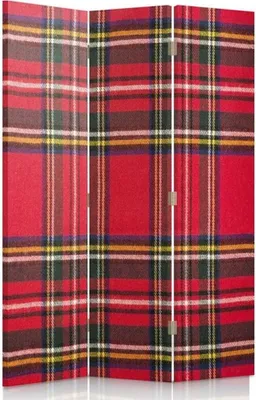Produktbild von Paravent - Raumteiler Tartan - Dekorativer Raumtrenner cm. 110x150 (3 x)