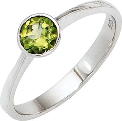 Produktbild von JOBO Damen Ring 925 Sterling Silber rhodiniert 1 Peridot grün Silberring Größe 52