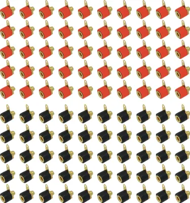 Produktbild von 100x ARLI Bananenbuchse mit Lötfahne vergoldet 4 mm² 50x rot + 50x schwarz Set