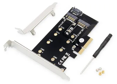 Zdjęcie produktu dla Digitus Karta M.2 NGFF / NVMe SSD PCI Express 3.0 (x4) Add-On, PCIe, M.2, PCI 3.0, Czarny, Chiny, 6 Gbit/s