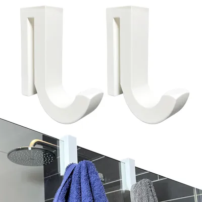 Produktbild von Handtuchhaken - 2er Set - Weiß - Handtuchhalter Badezimmer ohne Bohren