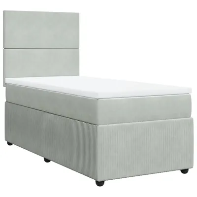 Image de Sommier à lattes de lit et matelas Gris clair 90x200 cm Velours