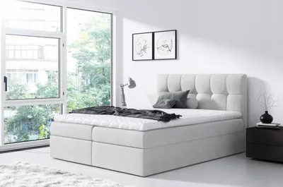 Obrázek produktu pro Jednoduchá postel REX 200x220, světle šedá + TOPPER