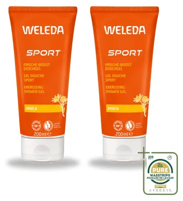 Immagine prodotto di 2 confezioni di gel doccia Weleda Sport all'arnica - 200 ml ciascuna - confezione risparmio - 2 pezzi