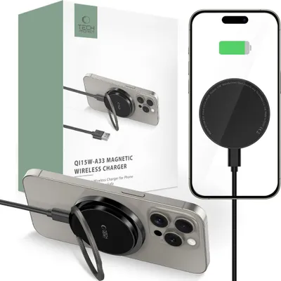 Obrázek produktu pro Tech-Protect Qi15W-A33 Magnetická Magsafe Bezdrátová Nabíječka Černá