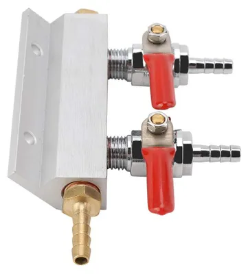2-Wege CO2-Gasverteiler für Bier, Aluminium/Messing/Edelstahl