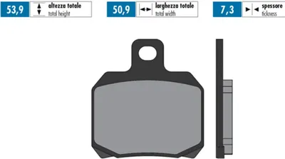 Imagen del producto de Juego de pastillas de freno POLINI, compuesto sinterizado, dimensiones 53,9 x 50,9 x 7,3 mm