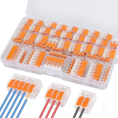 Obrázek produktu pro Elektrické konektory, 75 kusů, rychlospojky 28-12, PA/PC, nehořlavé, kompaktní, vodiče, 35 kusů 2pólových, 25 kusů 3pólových, 15 kusů 5pólových