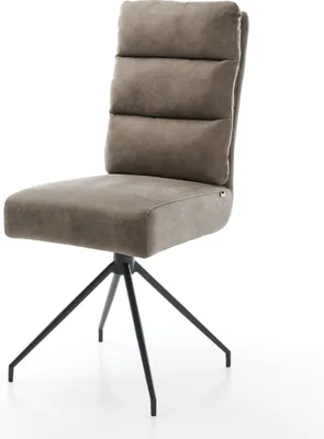 Produktbild von DELIFE Esszimmerstuhl Pela-Flex Mikrofaser Taupe Vintage Kreuzgestell konisch Schwarz Taschenfederkern