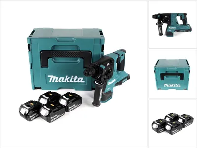 Image de Makita DHR 280 T4J 2 x 18 V 36 V Li-Ion Marteau perforateur sans fil 28 mm pour SDS-PLUS en Makpac + 4 x 5,0 Ah batterie - sans chargeur