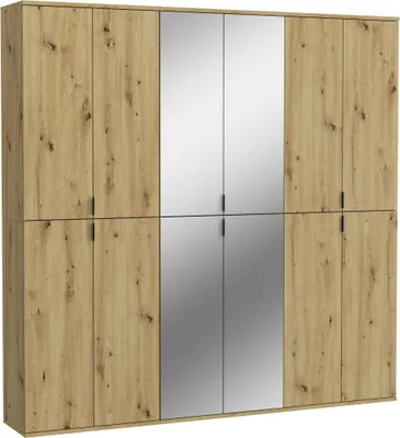 Produktbild von ProjektX Kleiderschrank 4+4+4-türig 12 Türen Eiche Nachbildung, Spiegel.