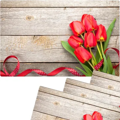 Immagine prodotto di Set di 4 tovagliette lavabili in legno e fiori di tulipani