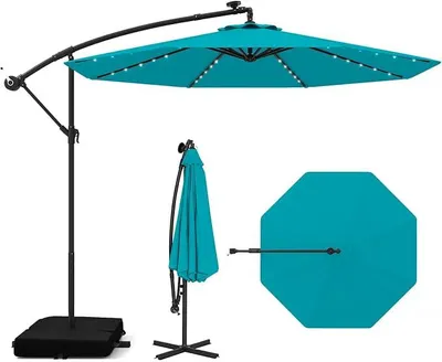 Imagen del producto de Sombrilla de 300 cm con soporte y iluminación LED