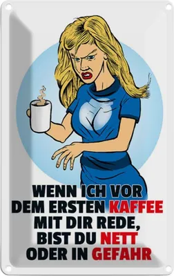 Produktbild von vianmo Blechschild 18x12 cm vor dem erstem Kaffee Essen Trinken