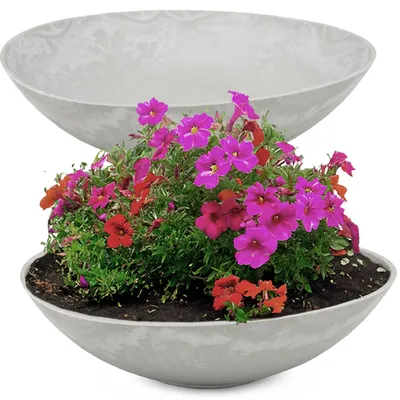 Image de Jardinières pour l'extérieur Coupelle décorative ronde, set de 2, noire 45 cm
