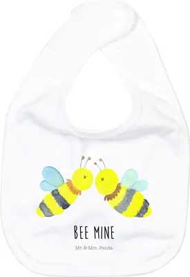 Produktbild von Mr. & Mrs. Panda Schlabberlatz Biene Liebe - Weiß - Geschenk, Lätzchen, Sabberlätzchen, Wespe, Baumwoll, Für Babys, Stofflätzchen