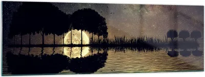 Produktbild von Bilder auf glas - See Nacht Wasser - 160x50cm - Glasbilder - Wandbilder - Kunstdruck - zum Aufhängen bereit - Wanddekoration aus Glas - Glas Bilder - Wandbild auf Glas - Einteilig - GAB160x50-3753