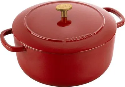 Produktbild von Gusseiserner runder Bratenpan 24 cm 4,0 l rot