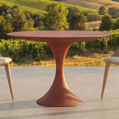 Produktbild von Casa Padrino Luxus Garten Esstisch Matt Braun Ø 120 cm - Luxus Garten Möbel