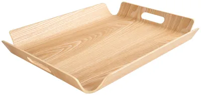 Produktbild von Robustes Serviertablett aus naturbelassenem Holz, rechteckig, ca. 33x44cm
