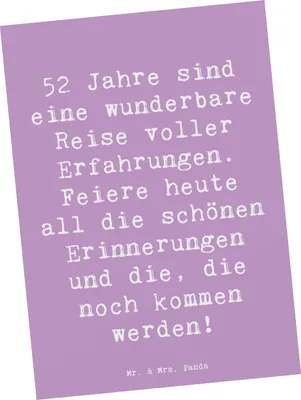 Produktbild von Mr. & Mrs. Panda Postkarte Spruch 52. Geburtstag - Lavendeltraum - Geschenk, Happy Birthday, Freude, besondere Reise, Ansichtskarten, 52 Jahre, Geburtstagsgeschenk