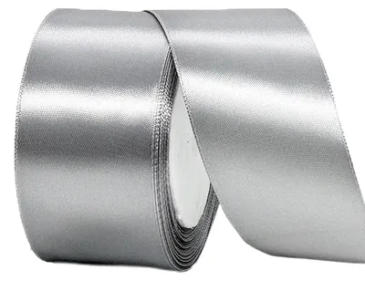 Satinband 22 m grau, 5 cm, Polyester, doppelseitig