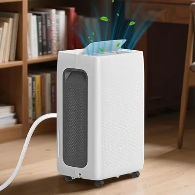 Immagine prodotto di Deumidificatore da 20 litri/24 ore, deumidificatore automatico, deumidificatore elettrico con timer da 24 ore, modalità notturna, funzione sbrinamento, ideale per prevenire la formazione di muffa, deumidificatore compatto, adatto per camere da letto, circa 50 litri