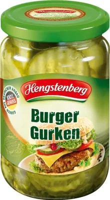 Produktbild von Hengstenberg Burger Gurken leckere Saftige Scheiben im Glas 330g