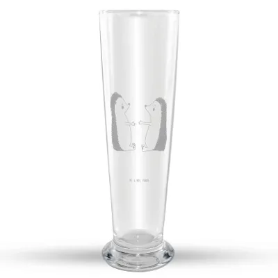 Produktbild von Mr. & Mrs. Panda Bier Glas Igel Liebe - Transparent - Geschenk, Bierglas, Hochzeitstag, Weißbierglas, Partner, Verlobung, Mr Mrs Weizenglas, Freundin, Weizen, Weizenbier