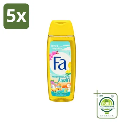 Zdjęcie produktu dla 5 sztuk żelu pod prysznic Fa Mediterranean Jewels Amalfi - Orchidee & Citrus, pojemność 250 ml, opakowanie zbiorcze
