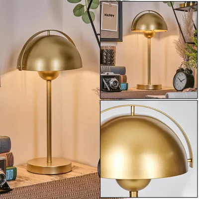 Produktbild von Bagnoli Tischlampe aus Metall in Goldfarben mit Schalter am Kabel