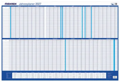 Productafbeelding van FRANKEN PKU100227 FRANKEN 2027 Jahresplaner, Monats- und Tageseinteilung 91,0 x 61,0 cm