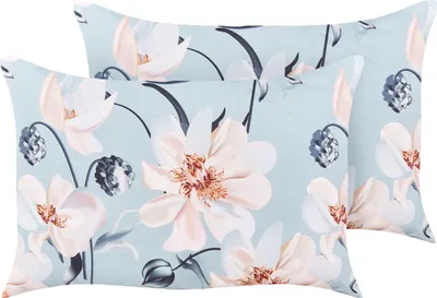 Produktbild von BELIANI 2er Set Gartenkissen Blau Polyester Blumenmuster 40 x 60 cm Moderne Dekoration für den Außenbereich Wasserbeständig