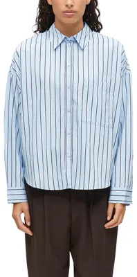 Produktbild von s.Oliver Damen Bluse – Relaxed Fit, Hemdkragen, gestreift