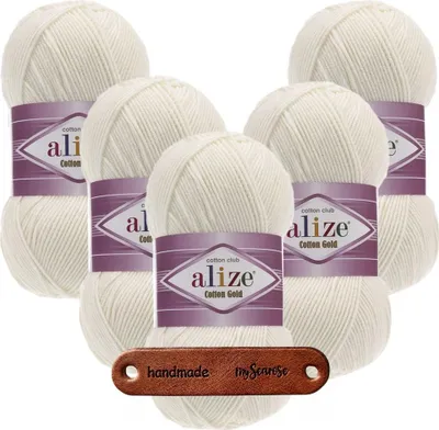 Produktbild von 5 x ALIZE Baumwolle Gold 62 Light Cream mit Label
