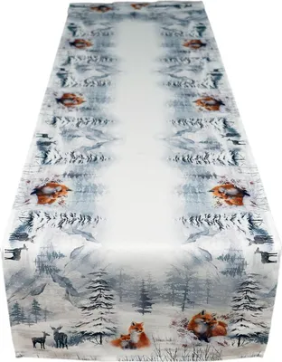 Produktbild von Tischdecke Tischläufer Druck Fuchs Winterwald 40 x 140 cm